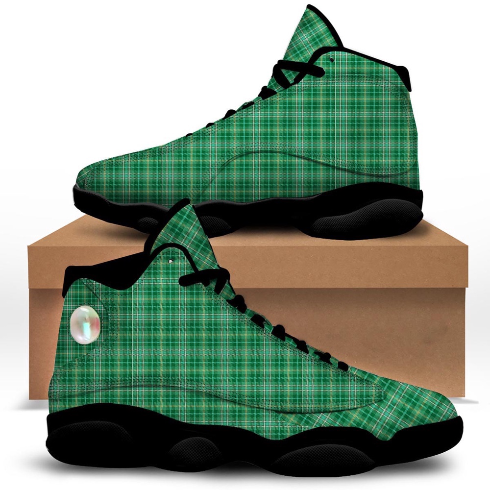 St Patrick’s Day Shoes, Scottish Plaid St. Patrick’s Day Print Pattern Black Basketball Shoes St Patrick’s Day Shoes, Scottish Plaid St. Patrick’s Day Print Pattern Black Basketball Shoes