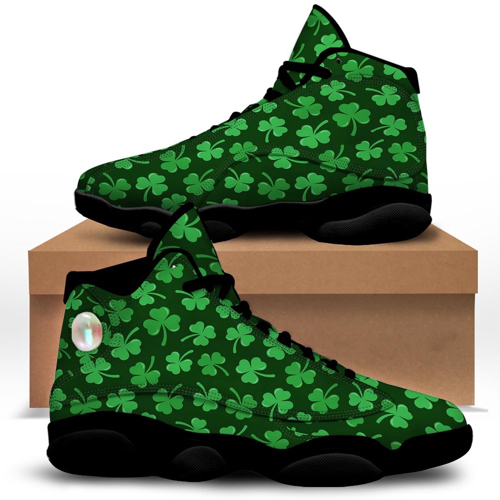 St Patrick’s Day Shoes, Shamrock St. Patrick’s Day Print Pattern Black Basketball Shoes St Patrick’s Day Shoes, Shamrock St. Patrick’s Day Print Pattern Black Basketball Shoes