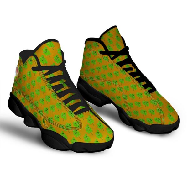 St Patrick’s Day Shoes, St. Patrick’s Day Cute Clover Print Black Basketball Shoes