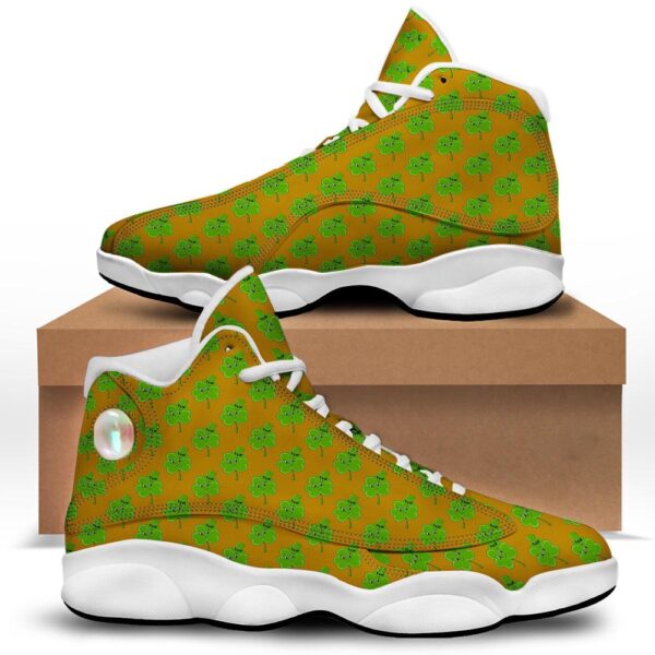 St Patrick’s Day Shoes, St. Patrick’s Day Cute Clover Print White Basketball Shoes