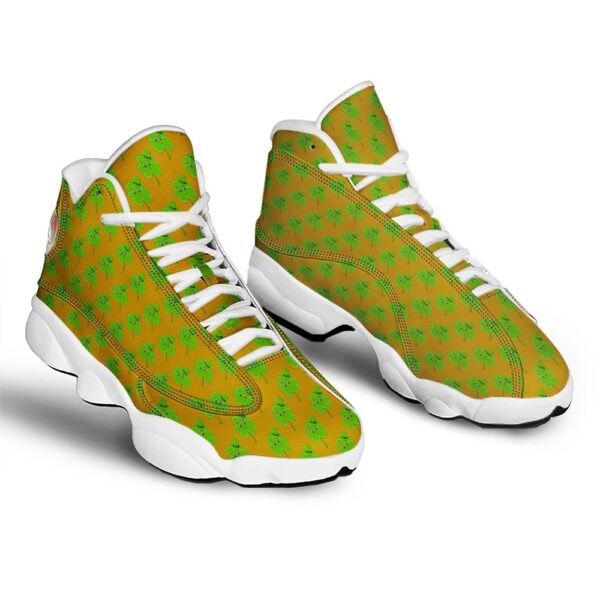 St Patrick’s Day Shoes, St. Patrick’s Day Cute Clover Print White Basketball Shoes