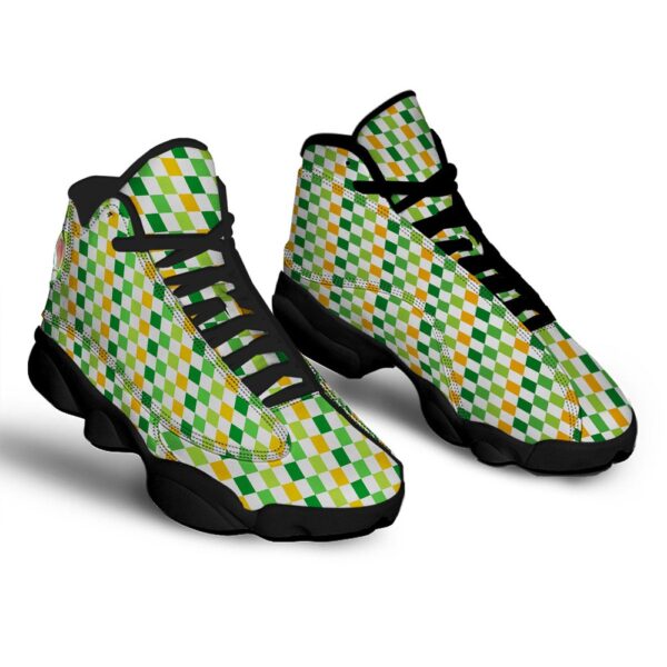 St Patrick’s Day Shoes, St. Patrick’s Day Irish Checkered Print Black Basketball Shoes