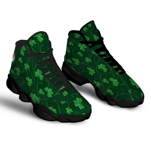St Patrick’s Day Shoes, St. Patrick’s Day Irish Leaf Print Black Basketball Shoes