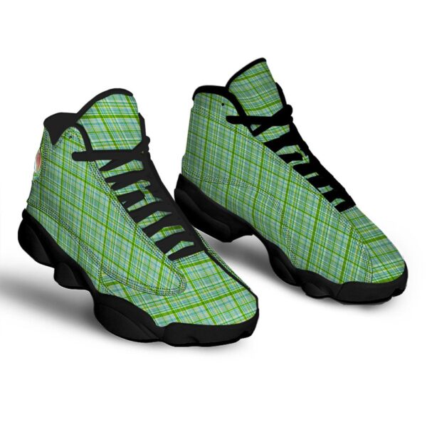 St Patrick’s Day Shoes, St. Patrick’s Day Irish Plaid Print Black Basketball Shoes