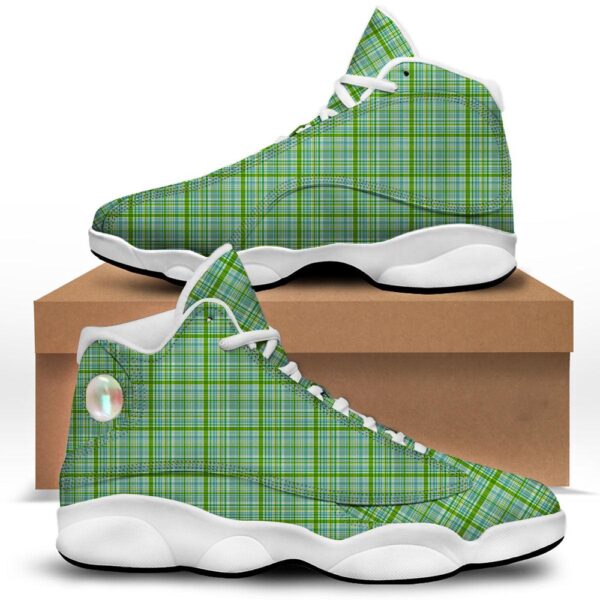 St Patrick’s Day Shoes, St. Patrick’s Day Irish Plaid Print White Basketball Shoes