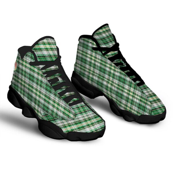 St Patrick’s Day Shoes, St. Patrick’s Day Irish Tartan Print Black Basketball Shoes