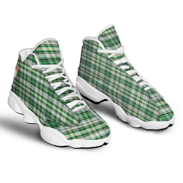 St Patrick’s Day Shoes, St. Patrick’s Day Irish Tartan Print White Basketball Shoes