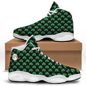 St Patrick s Day Shoes St. Patrick s Day Pixel Clover Print Pattern White Basketball Shoes 1 jyis23.jpg