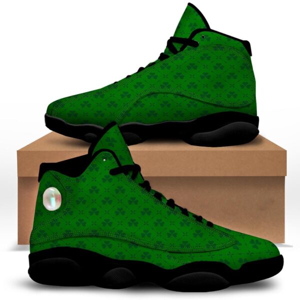 St Patrick’s Day Shoes, St. Patrick’s Day Shamrock Print Pattern Black Basketball Shoes