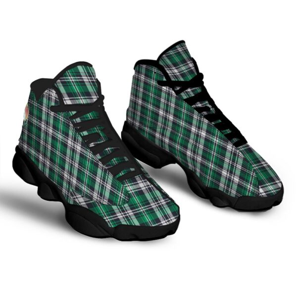 St Patrick’s Day Shoes, St. Patrick’s Day Tartan Shamrock Print Pattern Black Basketball Shoes