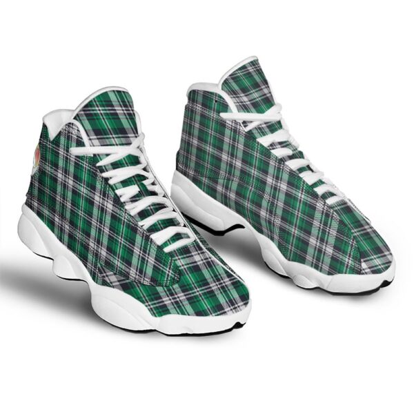St Patrick’s Day Shoes, St. Patrick’s Day Tartan Shamrock Print Pattern White Basketball Shoes