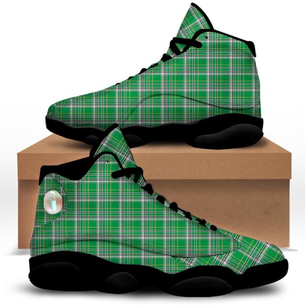 St Patrick’s Day Shoes, Stewart Plaid Saint Patrick’s Day Print Pattern Black Basketball Shoes