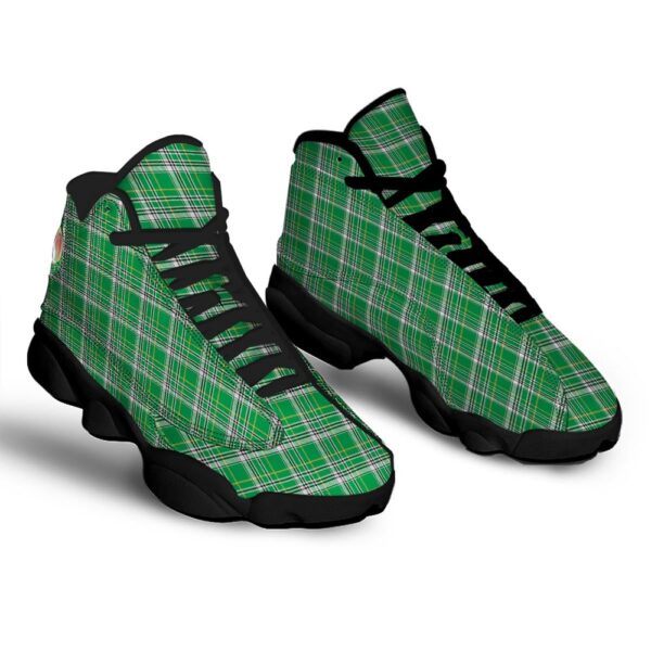 St Patrick’s Day Shoes, Stewart Plaid Saint Patrick’s Day Print Pattern Black Basketball Shoes