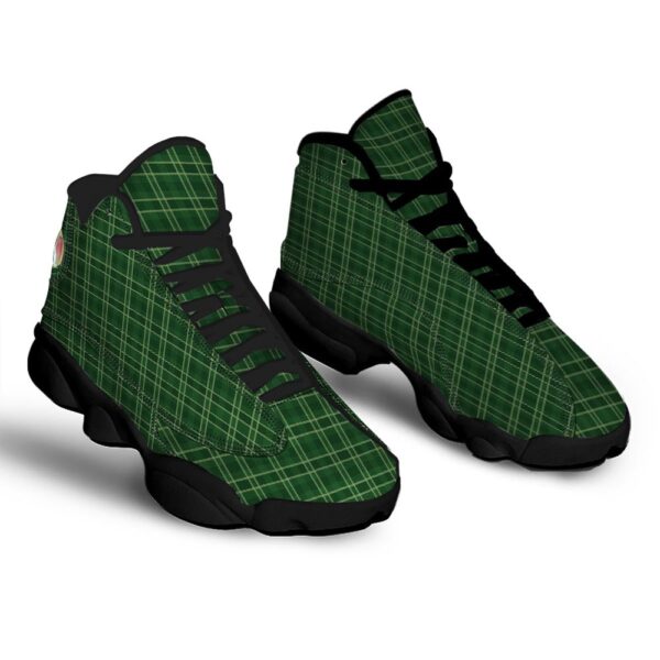 St Patrick’s Day Shoes, Tartan Saint Patrick’s Day Print Pattern Black Basketball Shoes