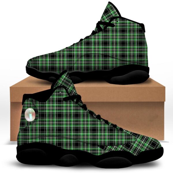 St Patrick’s Day Shoes, Tartan St. Patrick’s Day Print Pattern Black Basketball Shoes