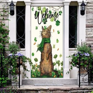 St Patrick s Day Welcome Cat And Shamrock Clover Door Cover St Patrick s Day Door Cover St Patrick s Day Door Decor 2 gibre3.jpg