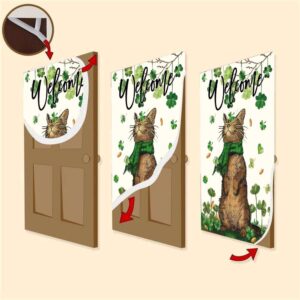 St Patrick s Day Welcome Cat And Shamrock Clover Door Cover St Patrick s Day Door Cover St Patrick s Day Door Decor 3 jnutod.jpg
