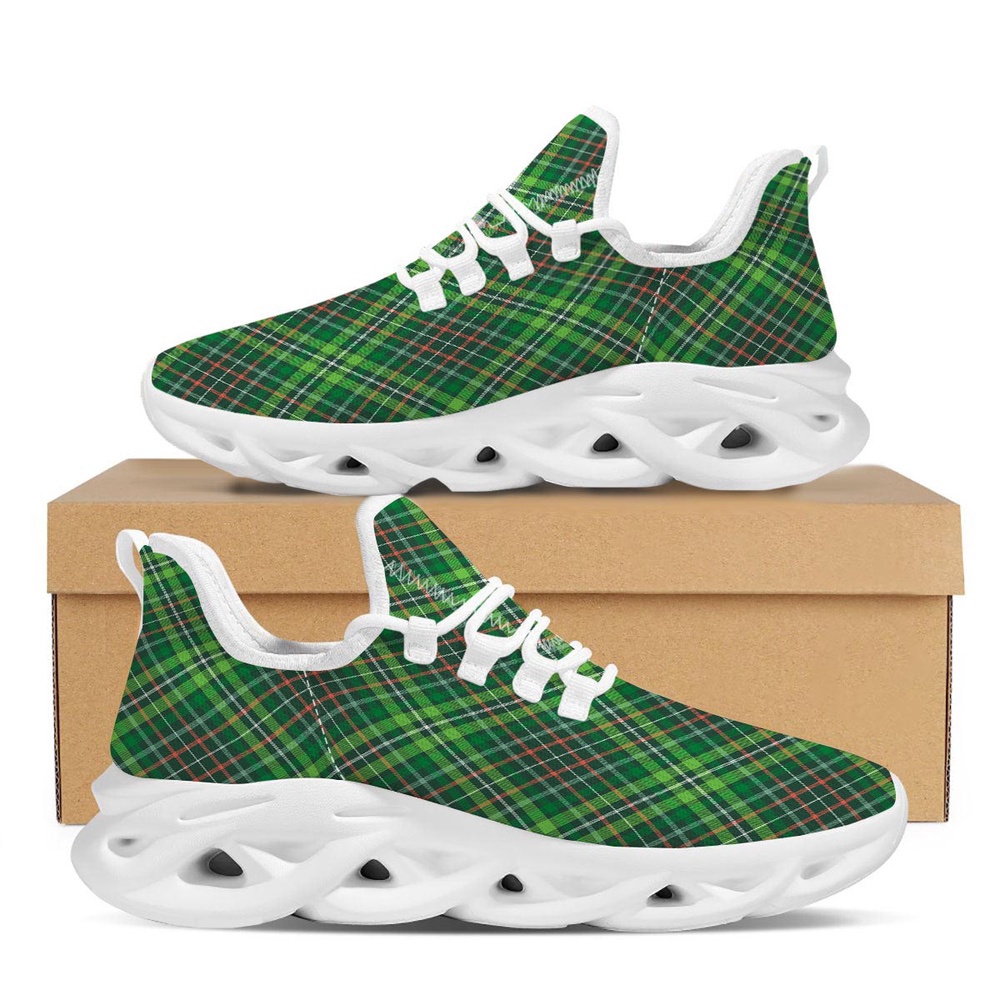 St Patrick’s Running Shoes, Irish Tartan Saint Patrick’s Day Print Pattern White Running Shoes St Patrick’s Running Shoes, Irish Tartan Saint Patrick’s Day Print Pattern White Running Shoes