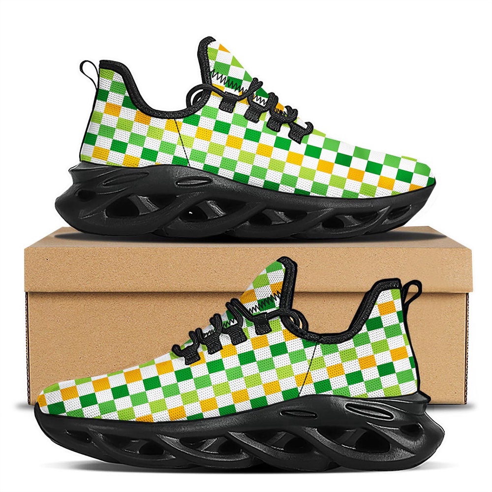 St Patrick’s Running Shoes, St. Patrick’s Day Irish Checkered Print Black Running Shoes St Patrick’s Running Shoes, St. Patrick’s Day Irish Checkered Print Black Running Shoes