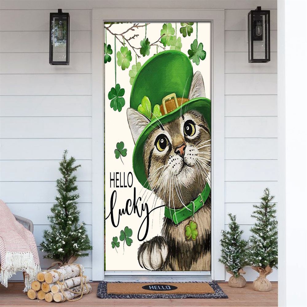 St Patricks Day Hello Lucky Kitten Cat And Shamrock Clover Door Cover, St Patrick’s Day Door Cover, St Patrick’s Day Door Decor St Patricks Day Hello Lucky Kitten Cat And Shamrock Clover Door Cover, St Patrick’s Day Door Cover, St Patrick’s Day Door Decor