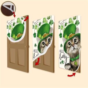 St Patricks Day Hello Lucky Kitten Cat And Shamrock Clover Door Cover St Patrick s Day Door Cover St Patrick s Day Door Decor 3 dopqjl.jpg