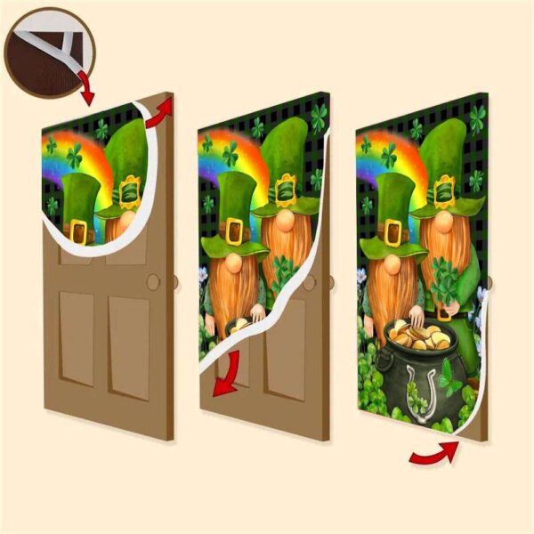 St Patricks Day Leprechaun Gnome Shamrock Gold Door Cover, St Patrick’s Day Door Cover, St Patrick’s Day Door Decor