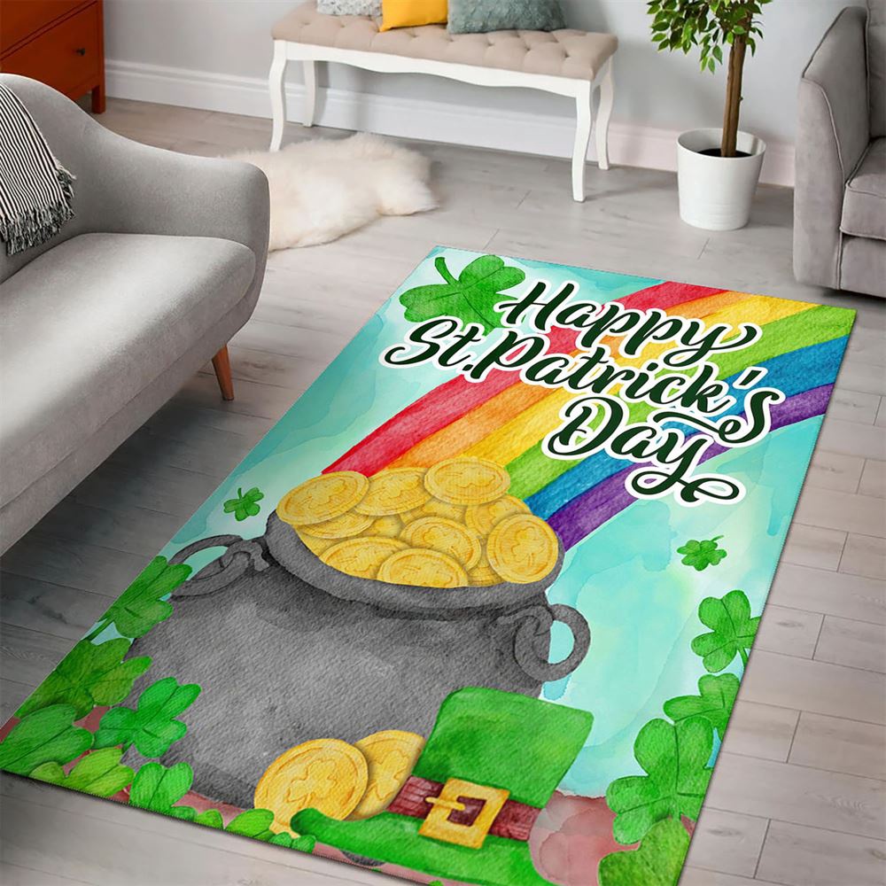 St Patricks Day Rug, America Forever Rainbow Treasure Rug