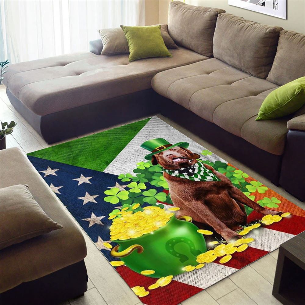 St Patricks Day Rug, Chocolate Labrador Happy St Patrick Day Rug