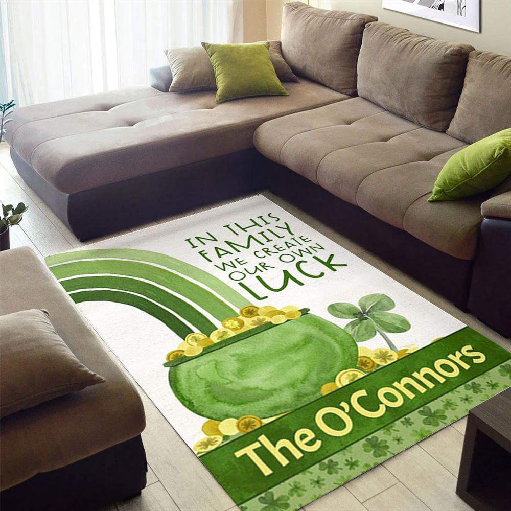 St Patricks Day Rug, Create Our Own Luck Shamrock Personalized Rug
