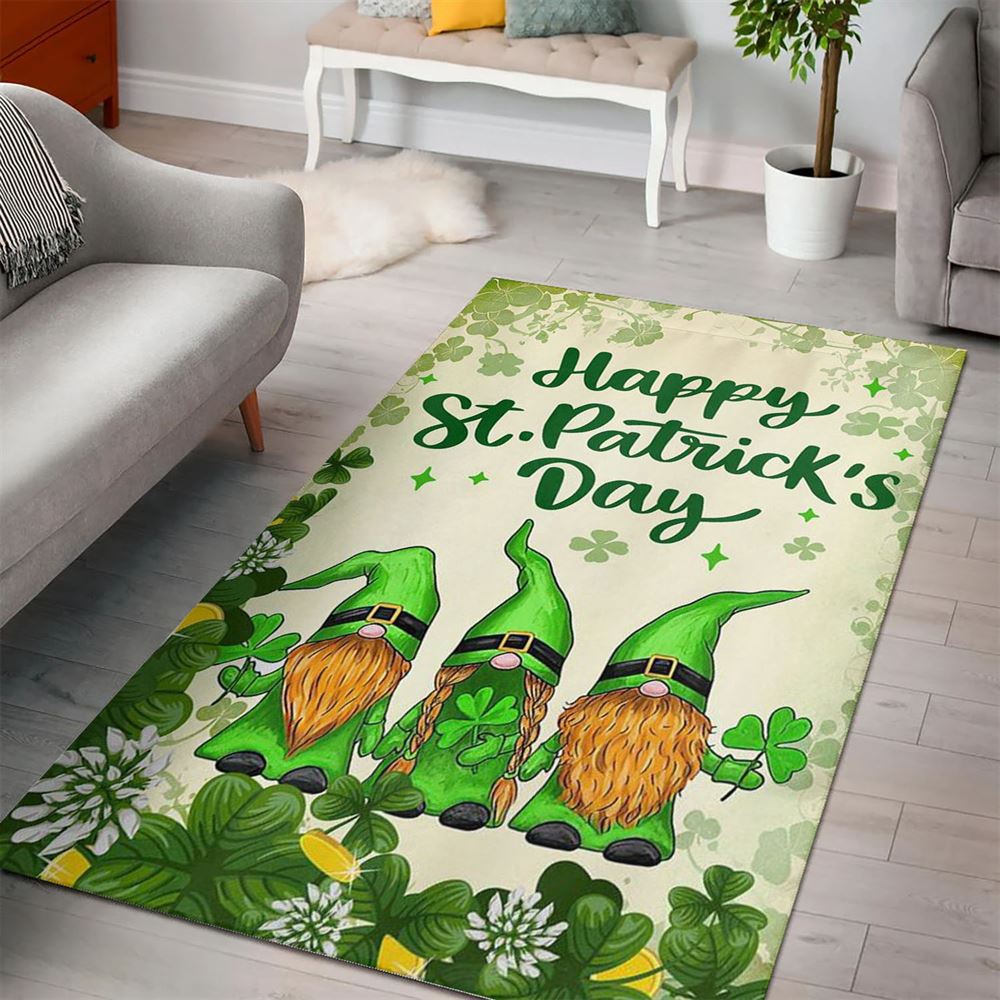 St Patricks Day Rug, Gnomes Hold The Clovers Rugs, Gift For Gnome Lovers