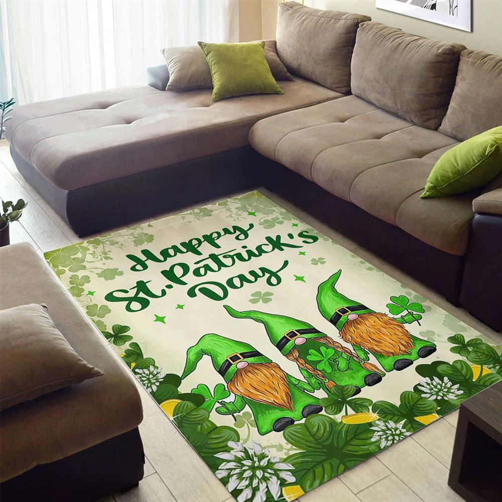 St Patricks Day Rug, Gnomes Hold The Clovers Rugs, Gift For Gnome Lovers