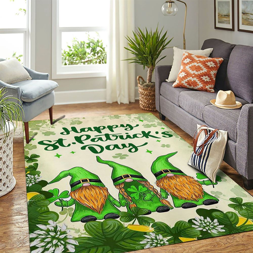 St Patricks Day Rug, Gnomes Hold The Clovers Rugs, Gift For Gnome Lovers