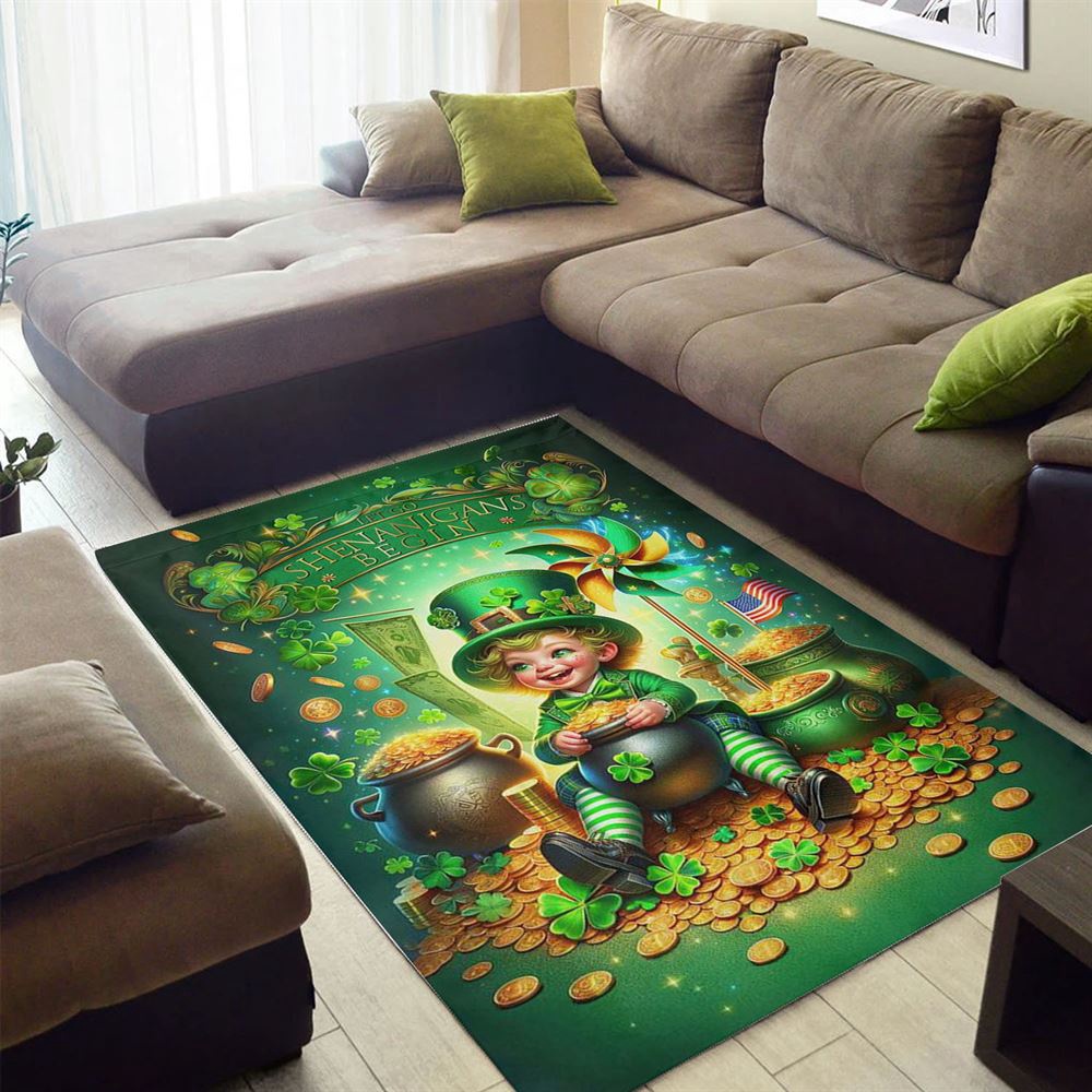 St Patricks Day Rug, Gold Coins And Leprechaun Rugs St Patricks Day Rug, Gold Coins And Leprechaun Rugs