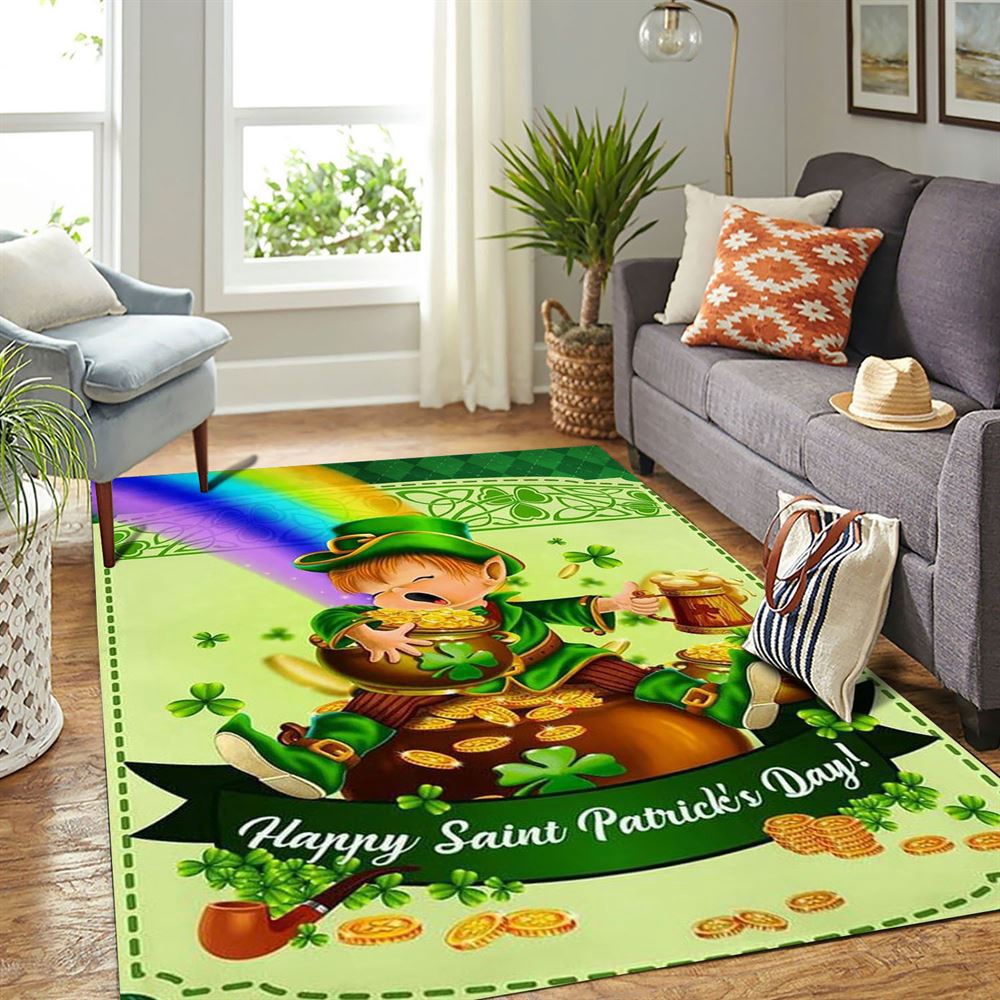 St Patricks Day Rug, Happy Saint Patrick’s Day Leprechaun Rug