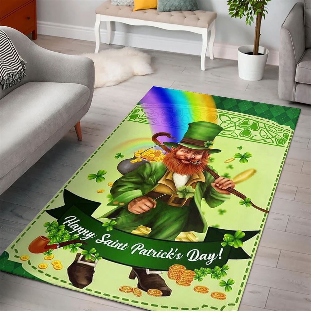 St Patricks Day Rug, Happy Saint Patrick’s Day Leprechaun Rugs