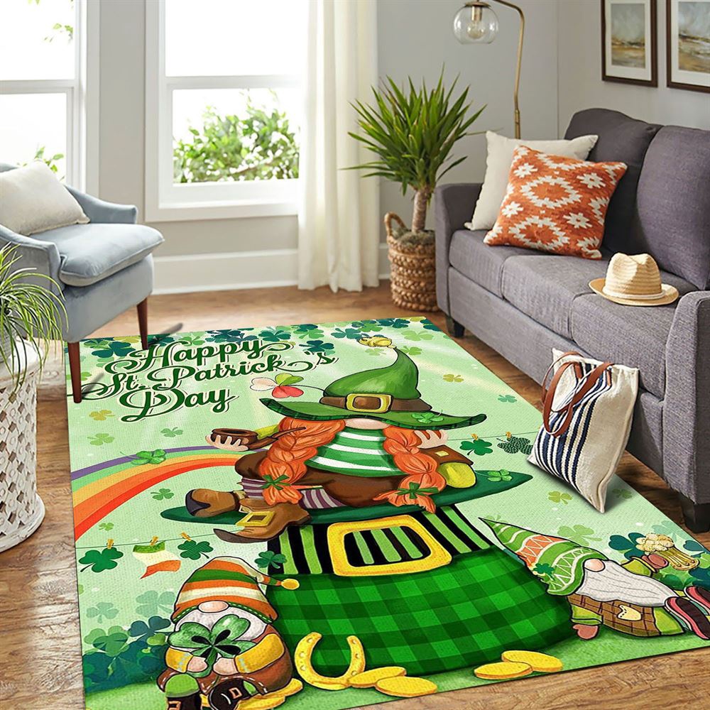 St Patricks Day Rug, Happy St Patricks Day Gnomes Shamrocks Rug