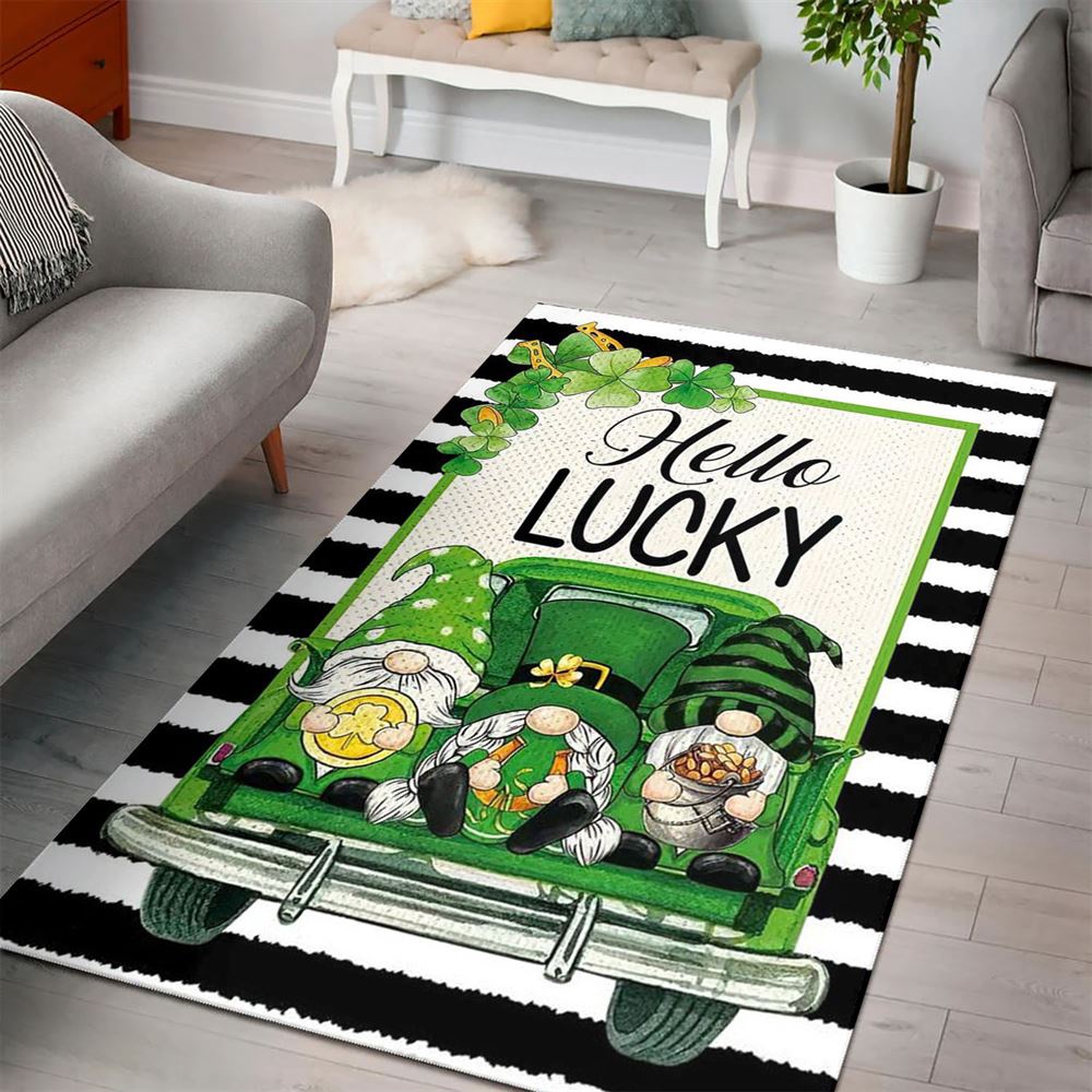 St Patricks Day Rug, Hello Lucky Rugs, Gift For Gnome Lovers