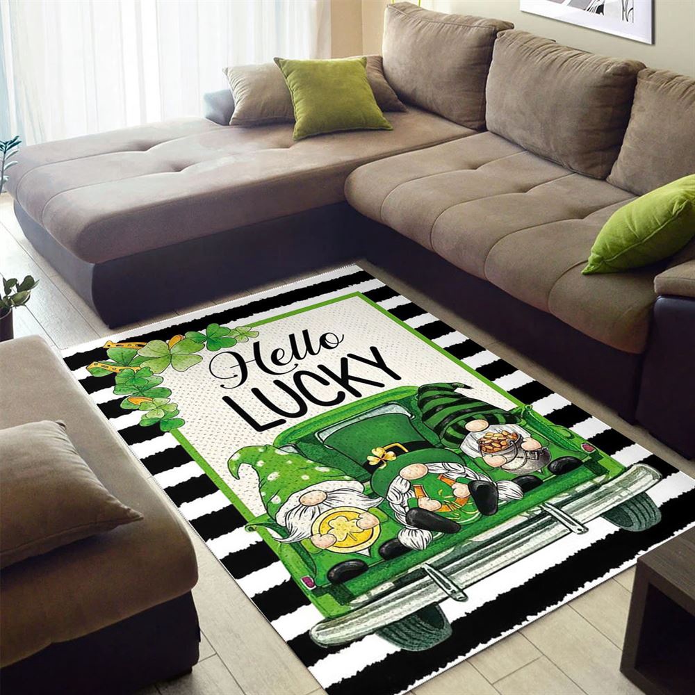 St Patricks Day Rug, Hello Lucky Rugs, Gift For Gnome Lovers