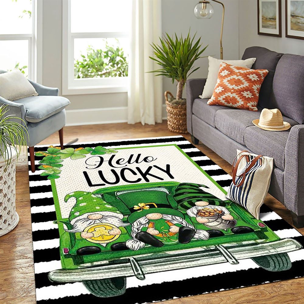 St Patricks Day Rug, Hello Lucky Rugs, Gift For Gnome Lovers