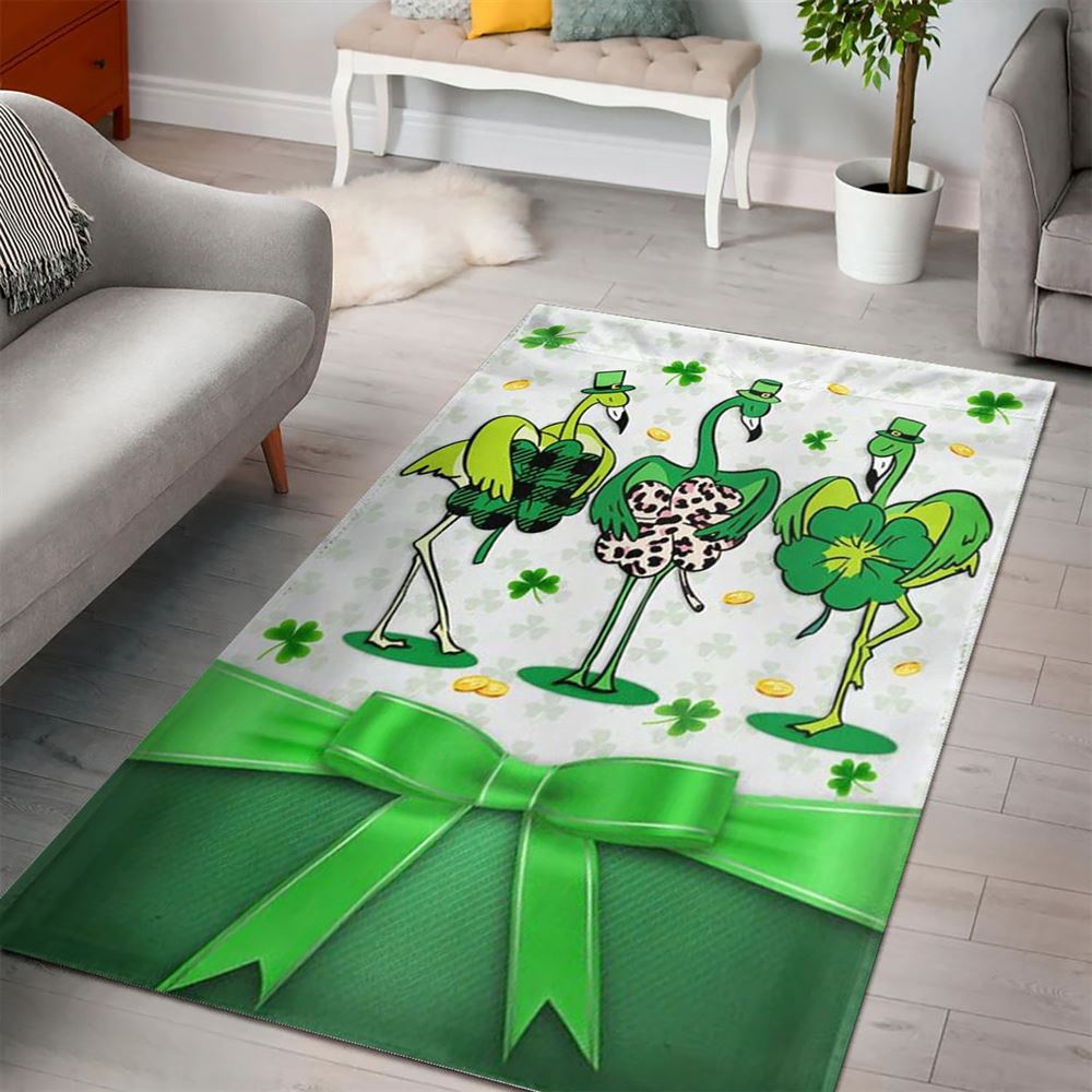 St Patricks Day Rug, Irish Patrick’s Day Rug Funny Flamingo St Patricks Day Rug, Irish Patrick’s Day Rug Funny Flamingo
