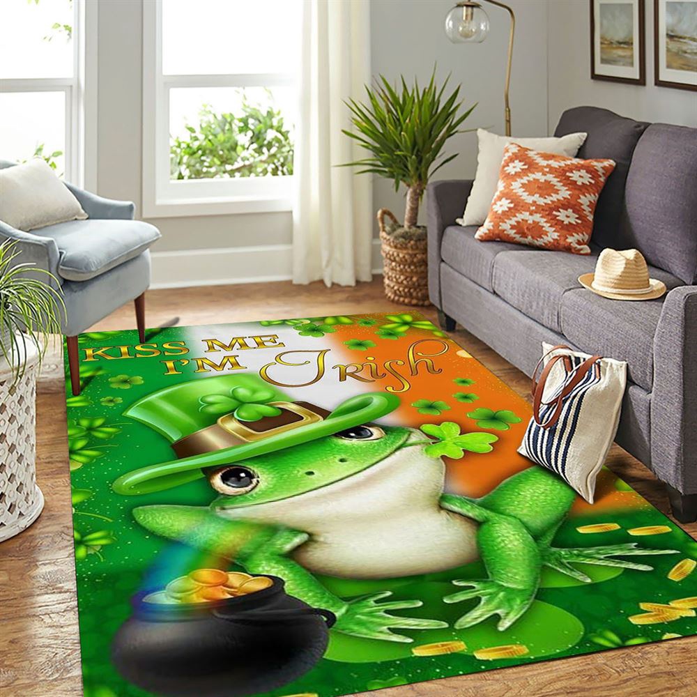 St Patricks Day Rug, Kiss Me I’m Irish Frog St Patrick’s Day Rug