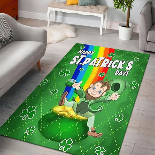 St Patricks Day Rug, Leprechaun Rainbow Rug