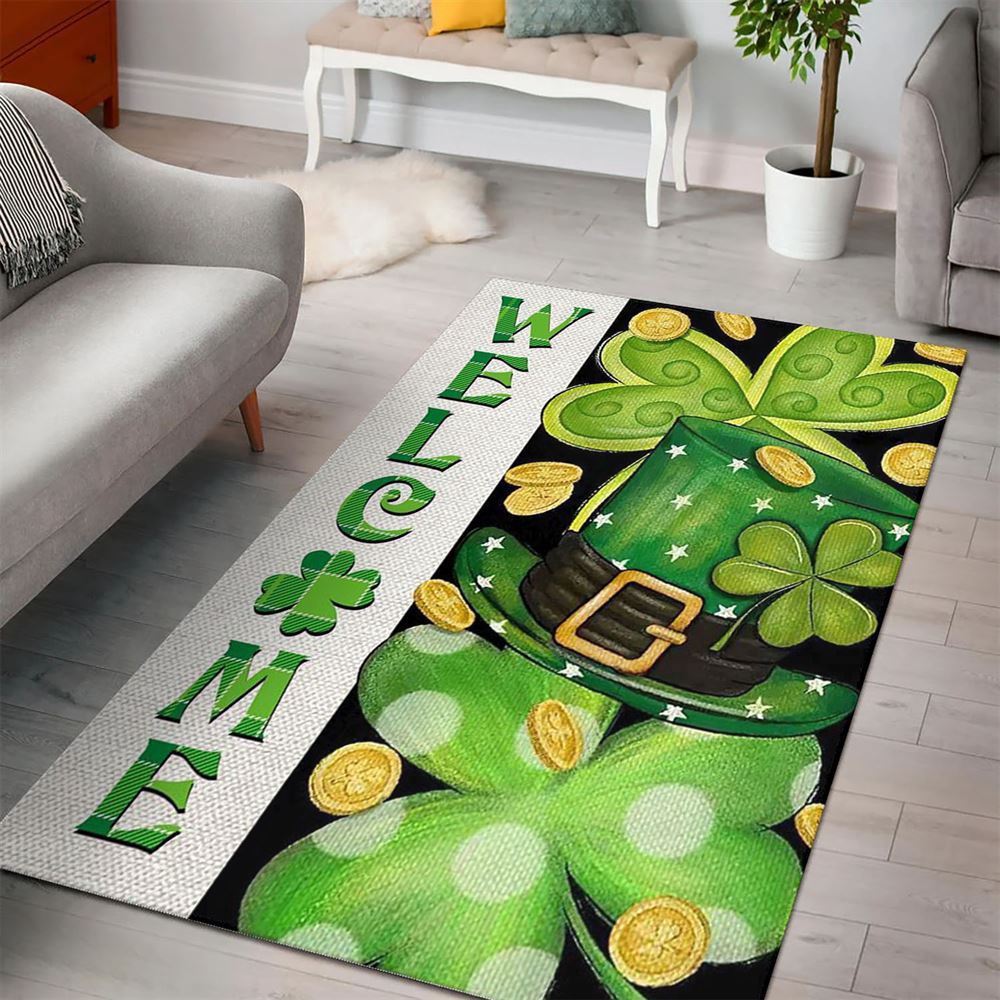 St Patricks Day Rug, Lucky Charms Green Hat Rugs