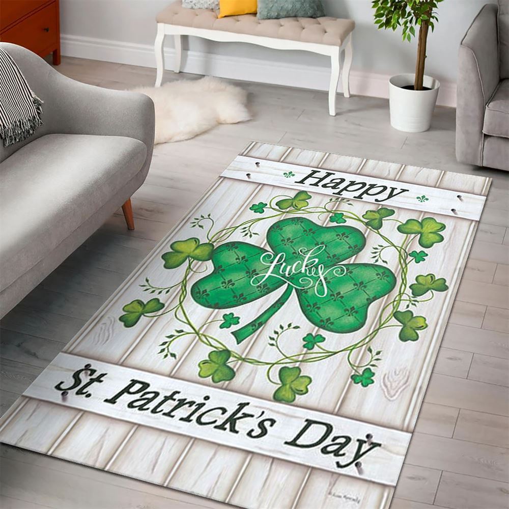 St Patricks Day Rug, Lucky Clovers Happy St Patrick’s DayRug St Patricks Day Rug, Lucky Clovers Happy St Patrick’s DayRug