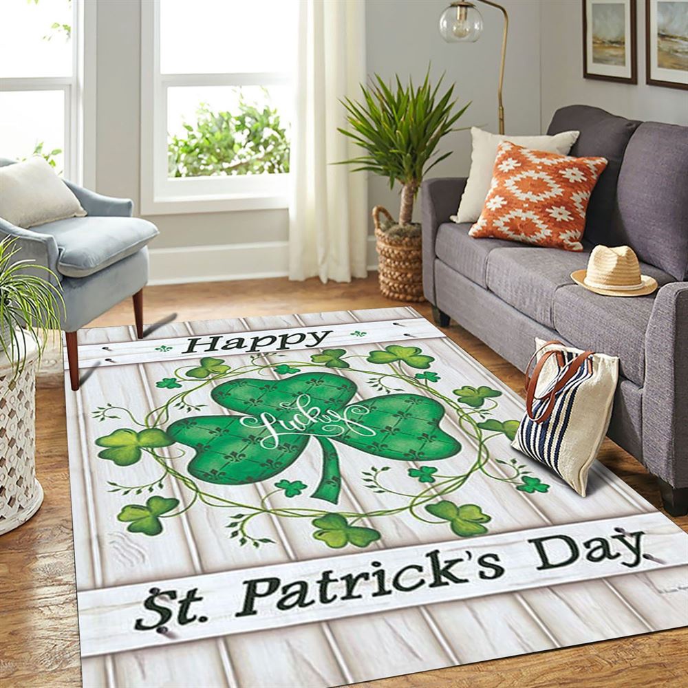 St Patricks Day Rug, Lucky Clovers Happy St Patrick’s DayRug St Patricks Day Rug, Lucky Clovers Happy St Patrick’s DayRug