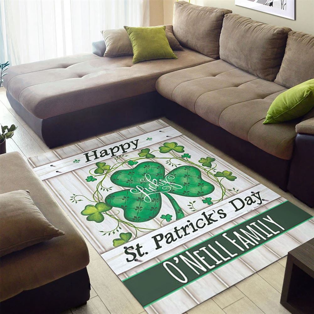 St Patricks Day Rug, Lucky Clovers Happy St Patrick’s Day Personalized Rug St Patricks Day Rug, Lucky Clovers Happy St Patrick’s Day Personalized Rug