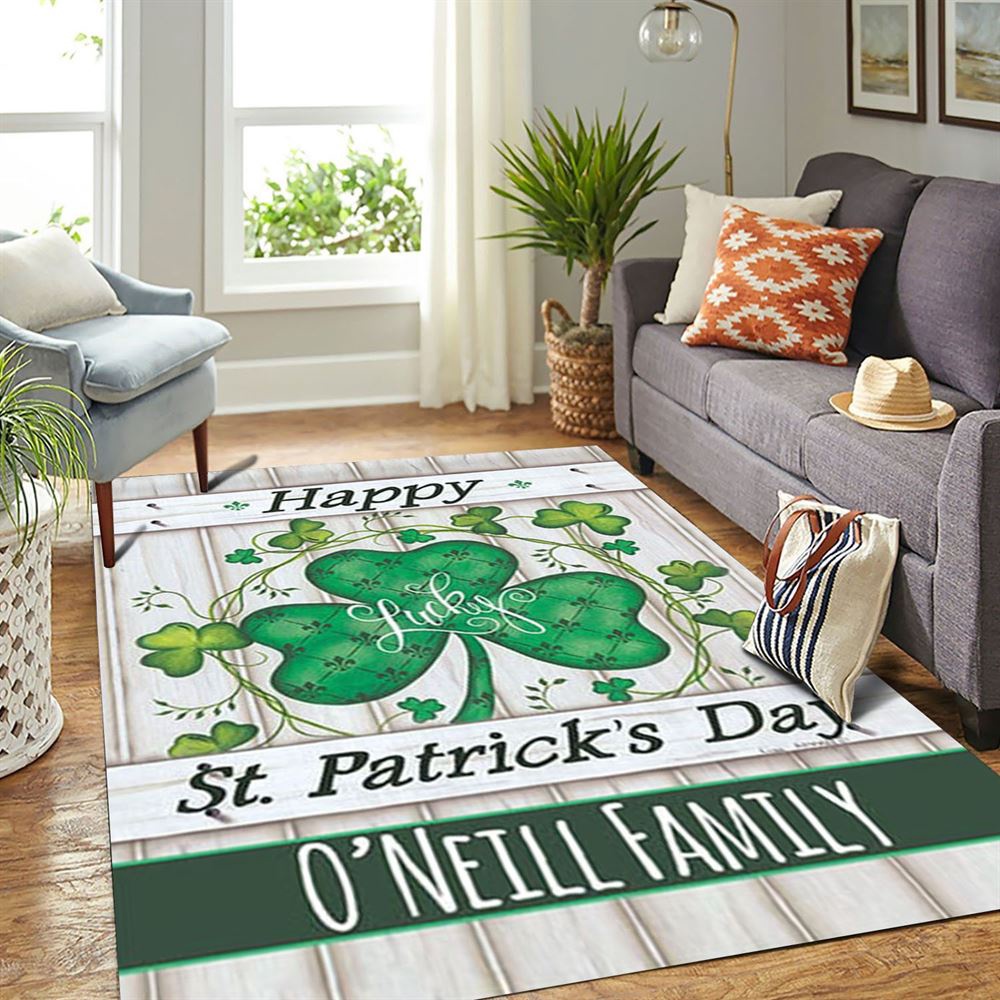 St Patricks Day Rug, Lucky Clovers Happy St Patrick’s Day Personalized Rug St Patricks Day Rug, Lucky Clovers Happy St Patrick’s Day Personalized Rug