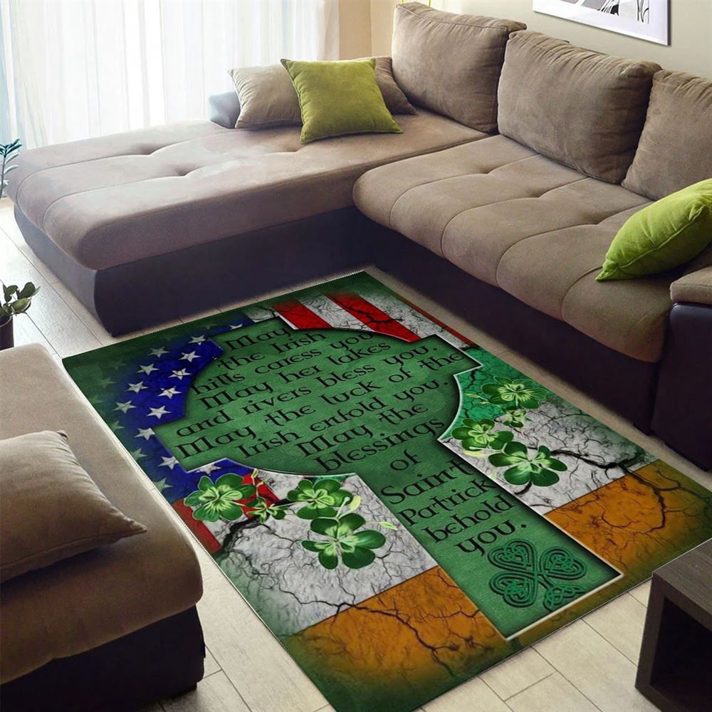 St Patricks Day Rug, May The Blessings Of Saint Patrick Behold You Irish Rug