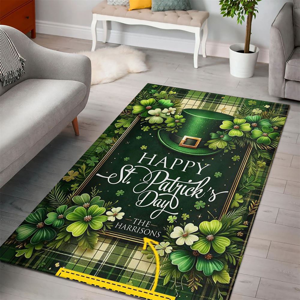 St Patricks Day Rug, Personalized Green Hat Patrick’s Day Rugs St Patricks Day Rug, Personalized Green Hat Patrick’s Day Rugs