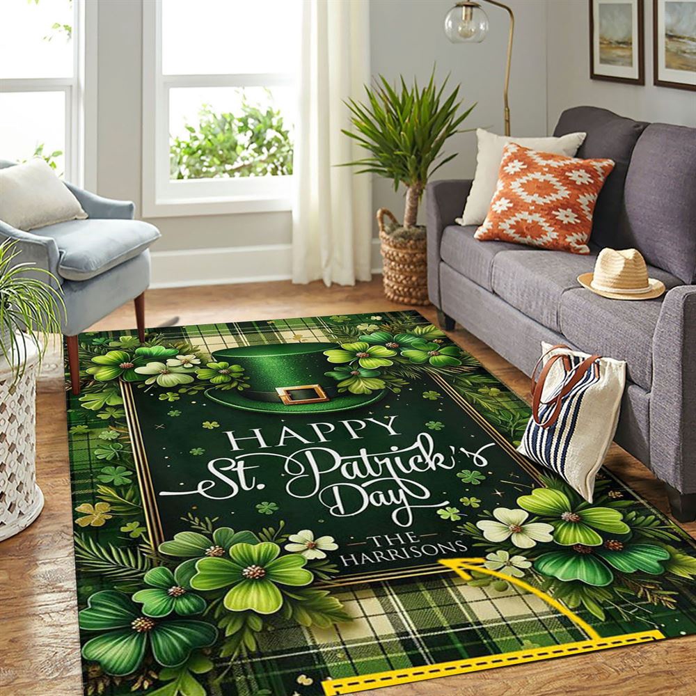 St Patricks Day Rug, Personalized Green Hat Patrick’s Day Rugs St Patricks Day Rug, Personalized Green Hat Patrick’s Day Rugs